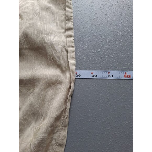 Vintage Utopia Mens Button Up Shirt Beige M  Silk Palm Tree Beach Island Resort - Picture 6 of 6